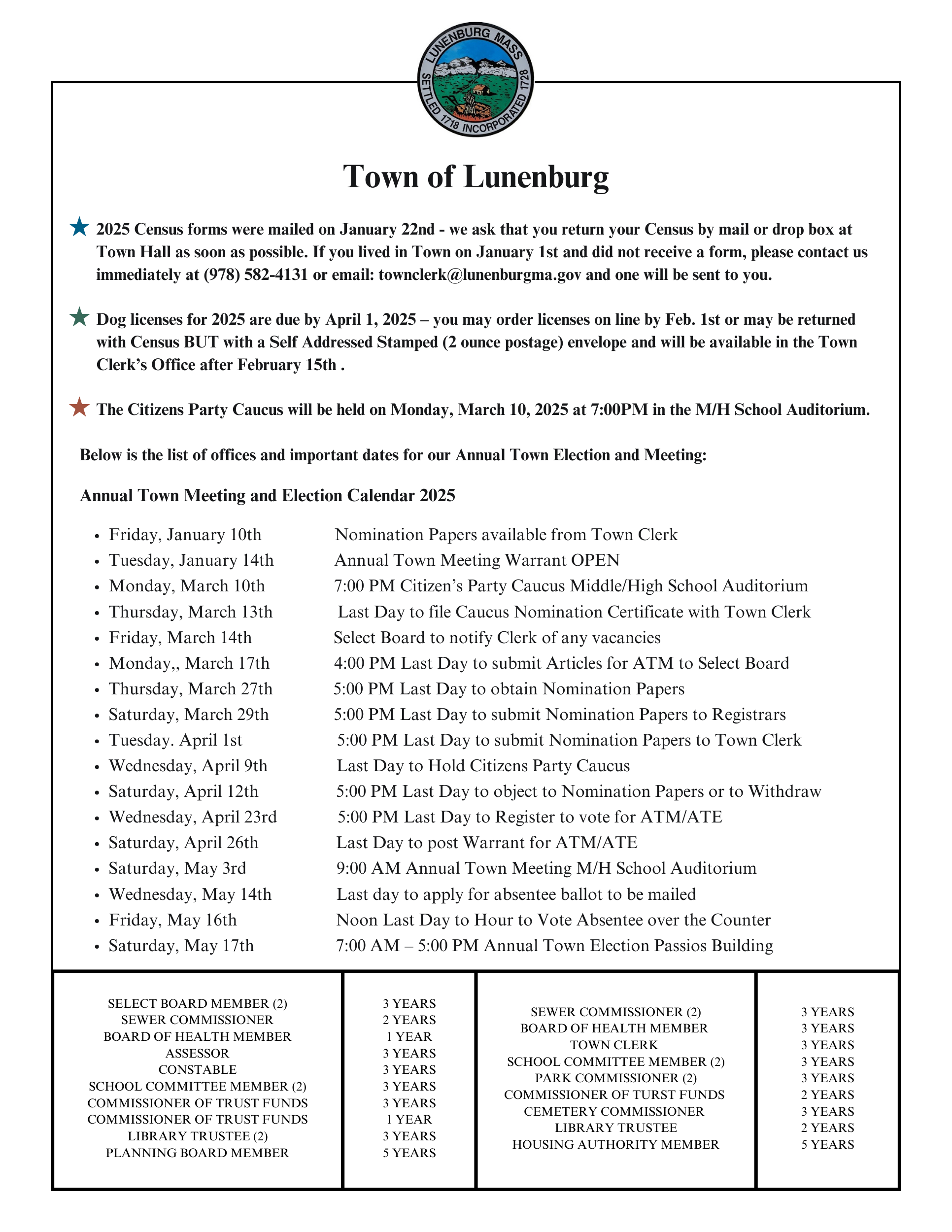 Town Clerk Notice