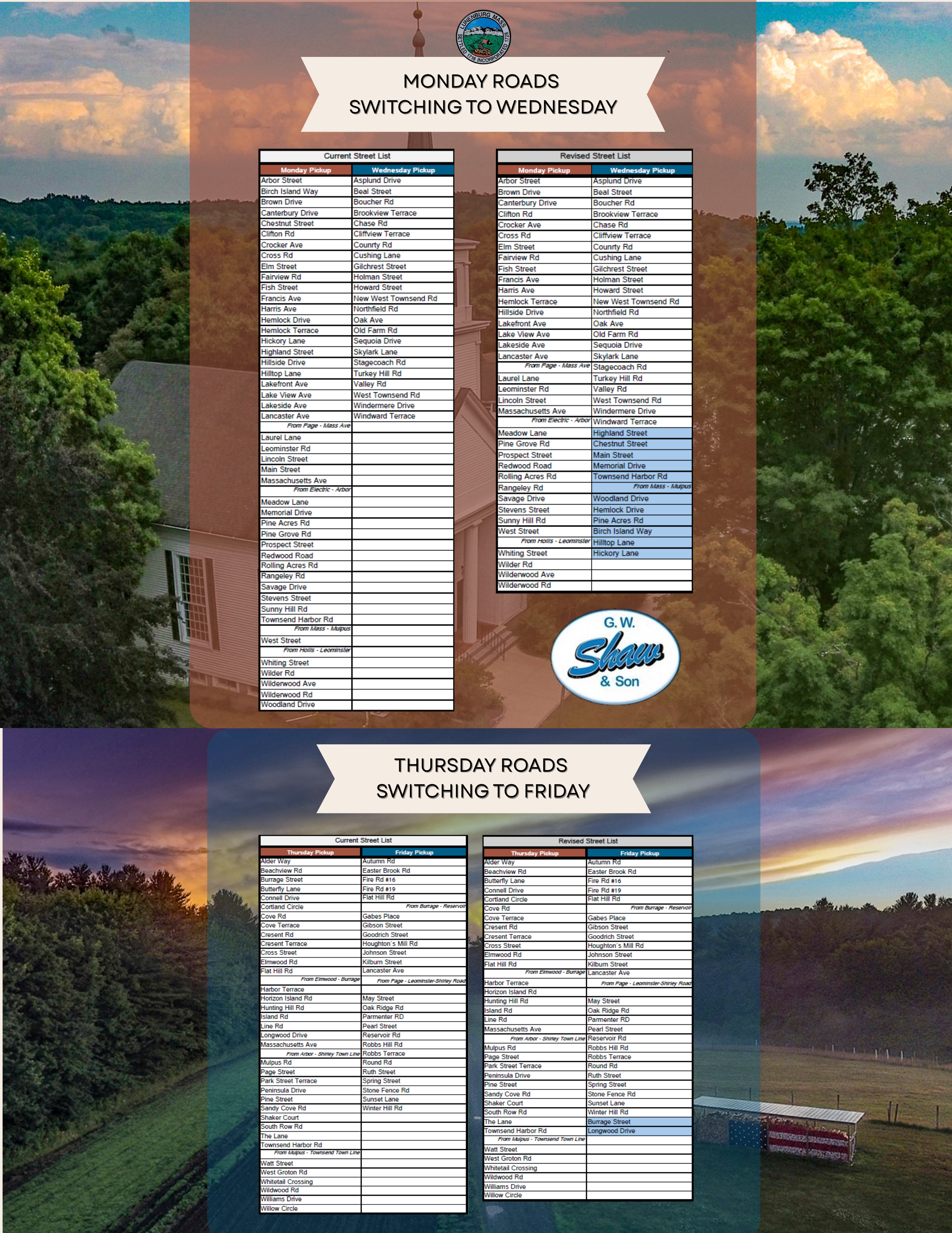 Trash/Recycling Route Changes