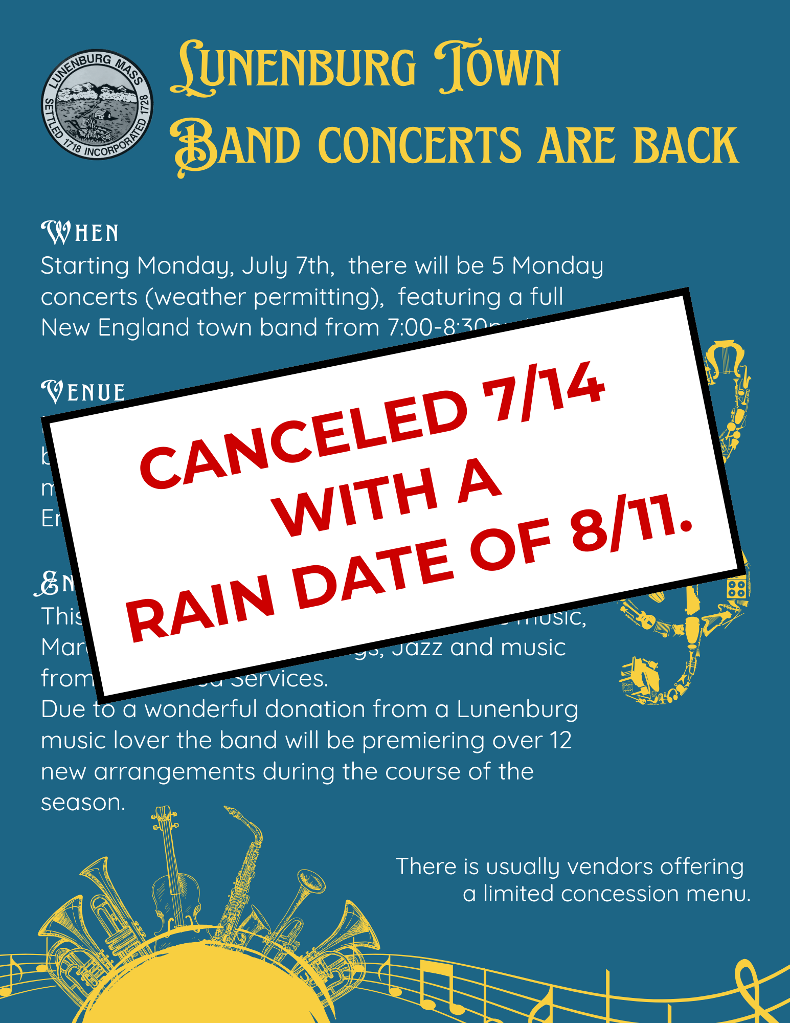Band Concert Cancelled 7/14